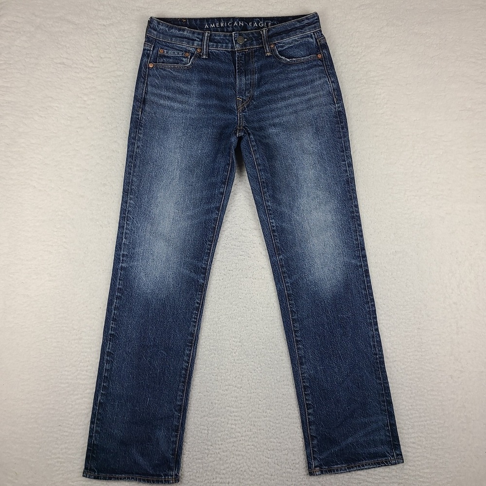 American Eagle Jeans Mens 30x32 Blue Original Boot Cut Easy Flex Dark Wash Denim